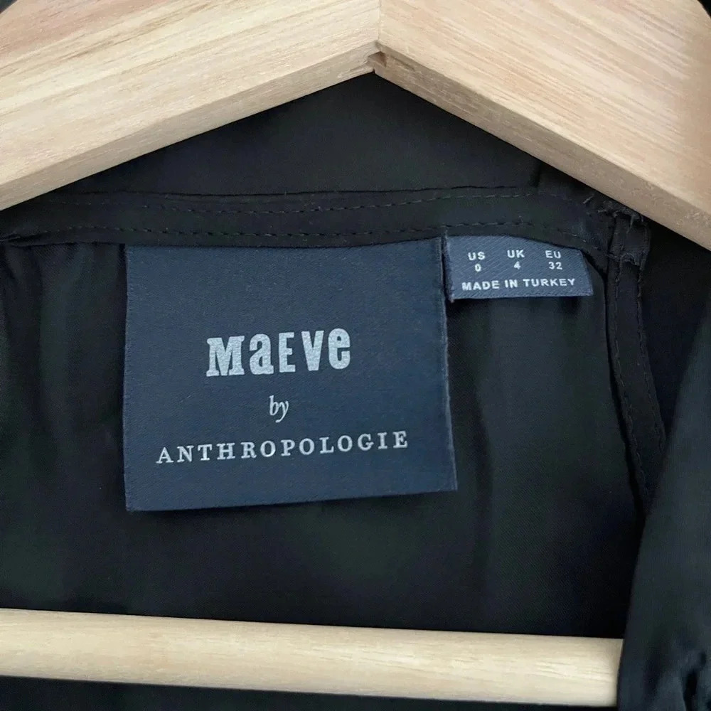 Maeve Anthropologie Black Satin Button Front Cami Top - Picture 6 of 8